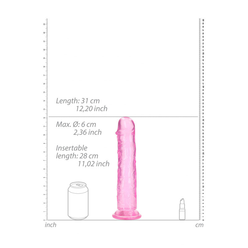 REALROCK 31 cm Straight Dildo - Pink-(rea156pnk) - REA156PNK