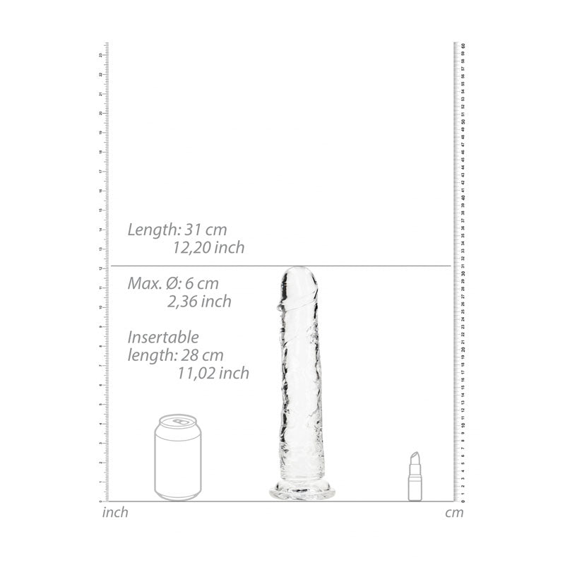 REALROCK 31 cm Straight Dildo - Clear-(rea156tra) - REA156TRA