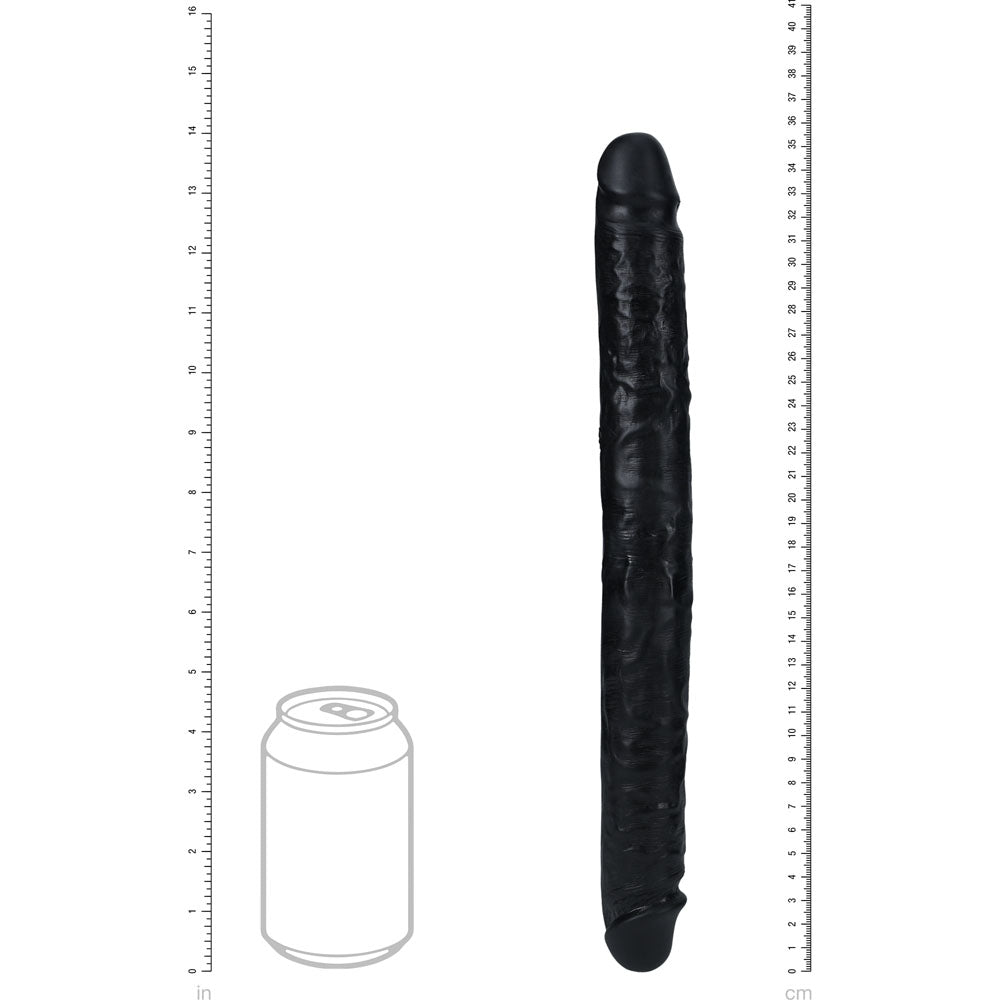 REALROCK 35cm Slim Double Dildo - Black-(rea184blk) - REA184BLK