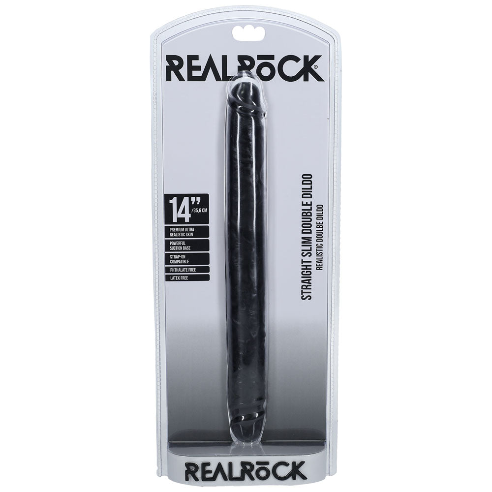 REALROCK 35cm Slim Double Dildo - Black-(rea184blk) - REA184BLK