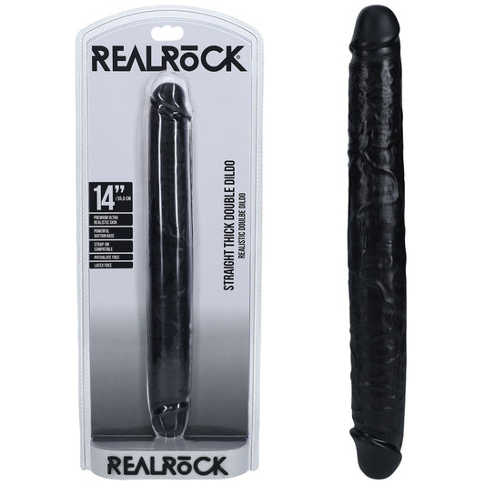 REALROCK 35cm Thick Double Dildo - Black-(rea185blk) - REA185BLK