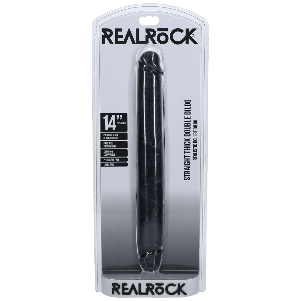 REALROCK 35cm Thick Double Dildo - Black-(rea185blk) - REA185BLK