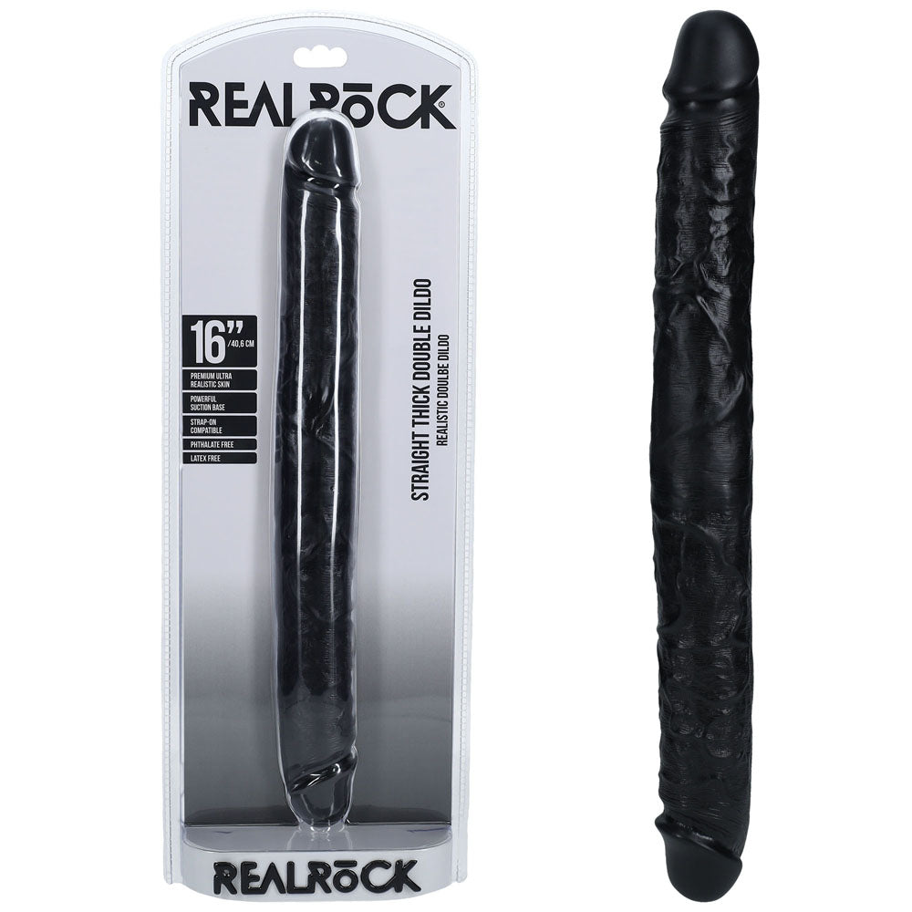 REALROCK 40cm Thick Double Dildo - Black-(rea186blk) - REA186BLK