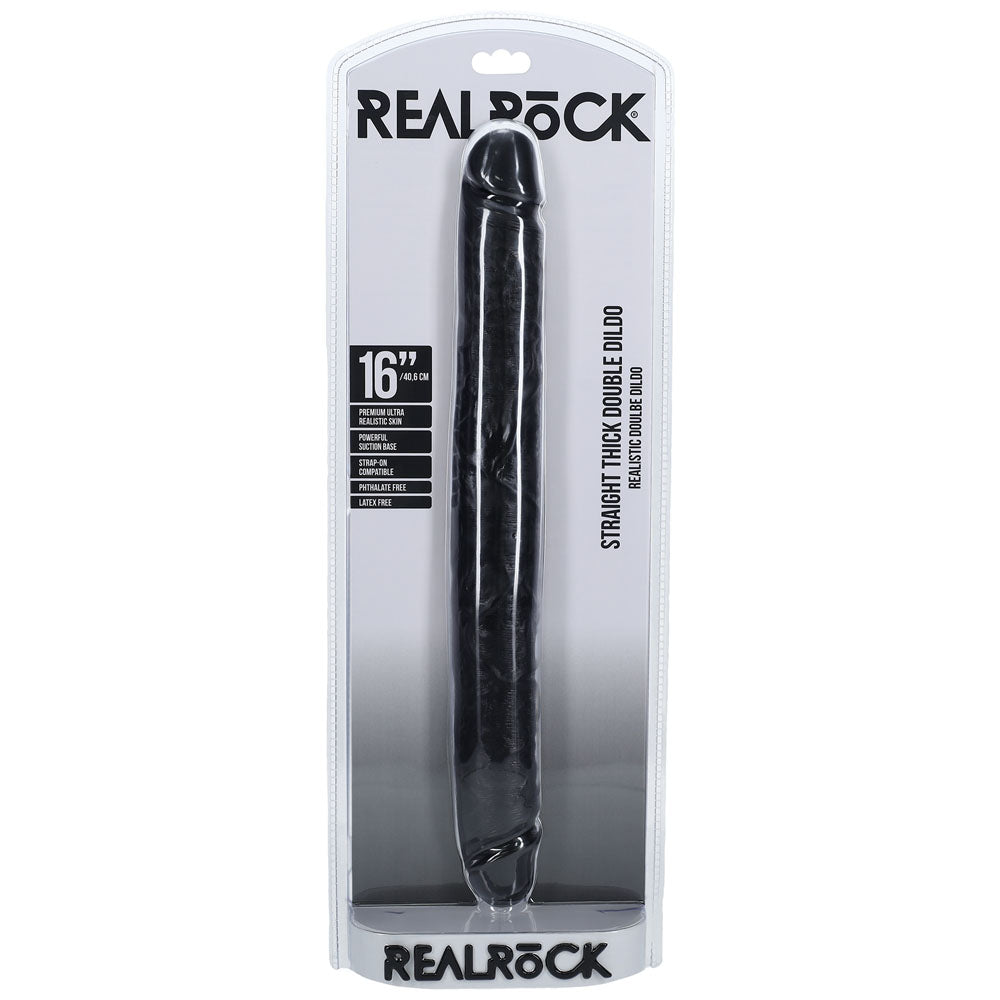 REALROCK 40cm Thick Double Dildo - Black-(rea186blk) - REA186BLK