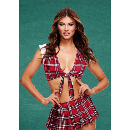 TEACHERS PET Schoolgirl Crop Top & Skirt - M/L-(tp-505-ml) - TP-505-ML