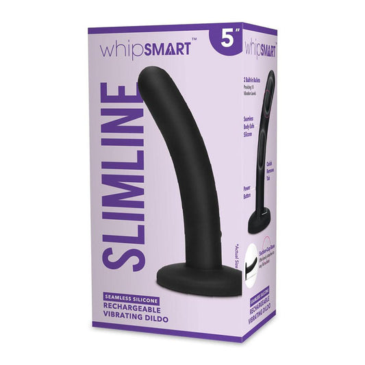 WhipSmart 5'' Slimline Rechargeable Vibrating Dildo-(ws3011-blk) - WS3011-BLK