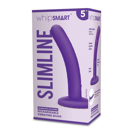 WhipSmart 5'' Slimline Rechargeable Vibrating Dildo-(ws3011-pur) - WS3011-PUR